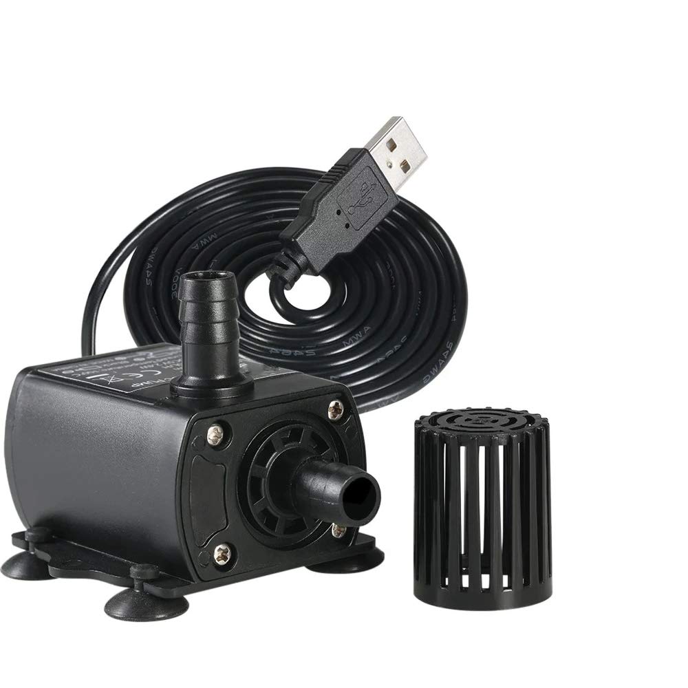 DIFUL UBSMini Water Pump, 300L/HPumps, Submersible Pumps,Aquarium Pumps, Silent Pumps, Fountain Pumps, Powerful Pumps. Bottom Suction Cup, (300L/H, small)