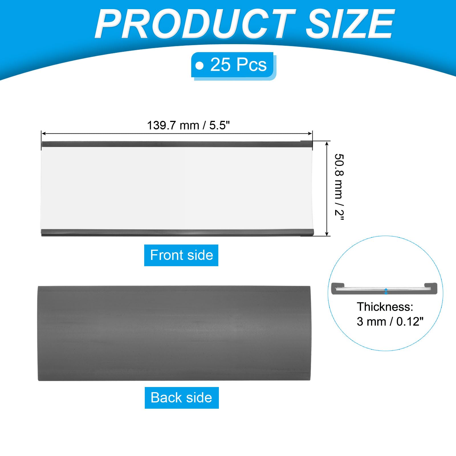 PATIKIL Magnetic Label Holder 5.5" x 2" with Paper Inserts - Image 2
