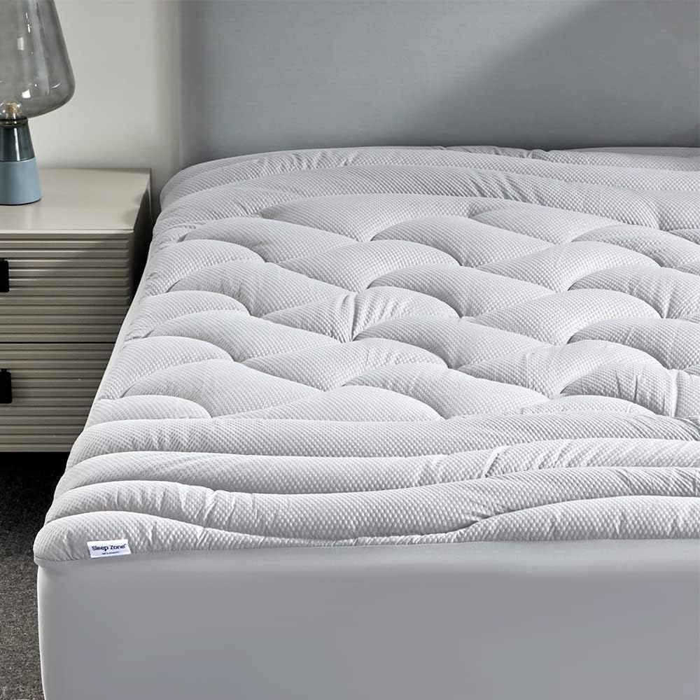 SLEEP ZONE Cooling Queen Mattress Pad, Premium Zoned