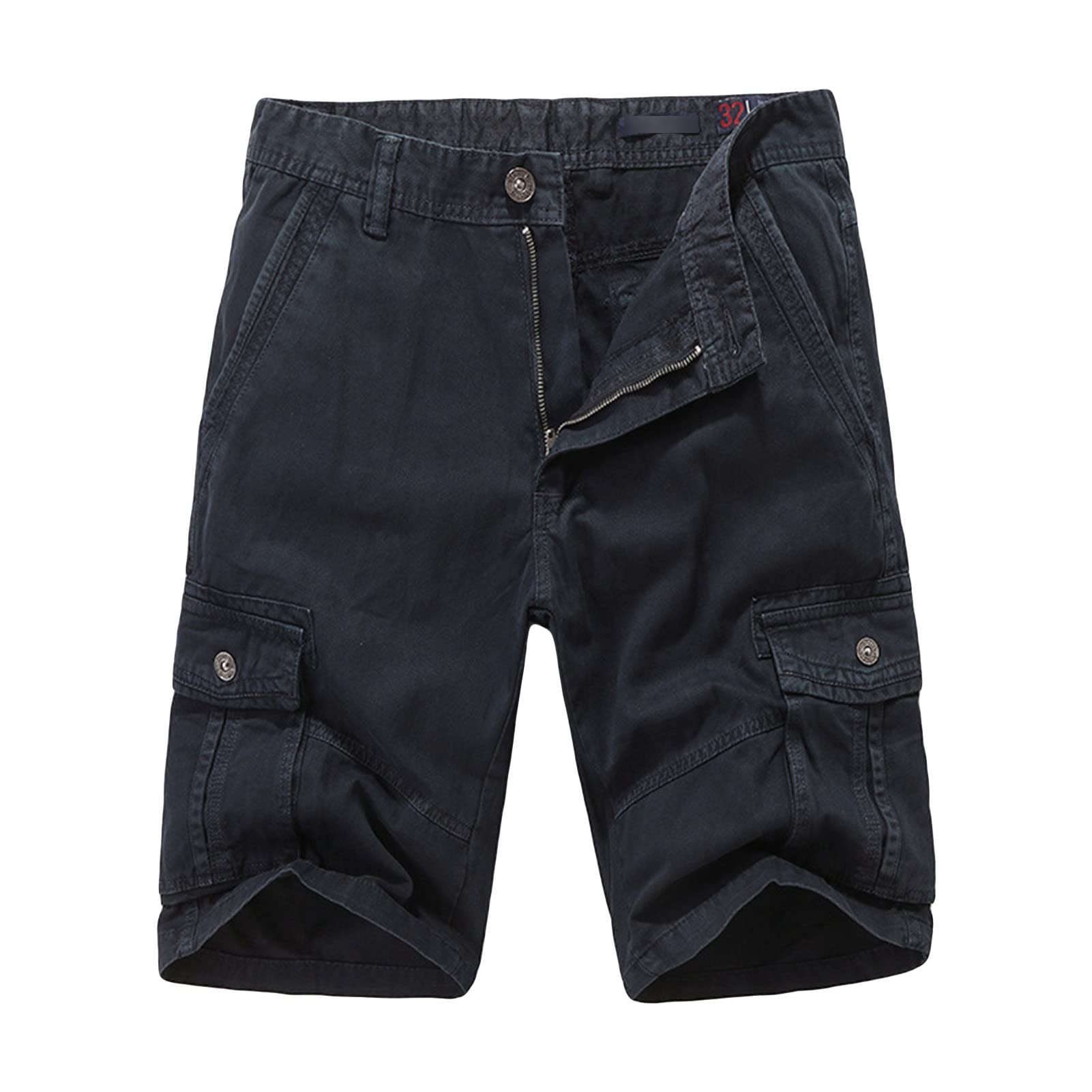 Maiyifu-GJ Men's Solid Color Cotton Cargo Shorts Outdoor Multi Pockets Short Casual Lightweight Military Short Pants (Blue,32)