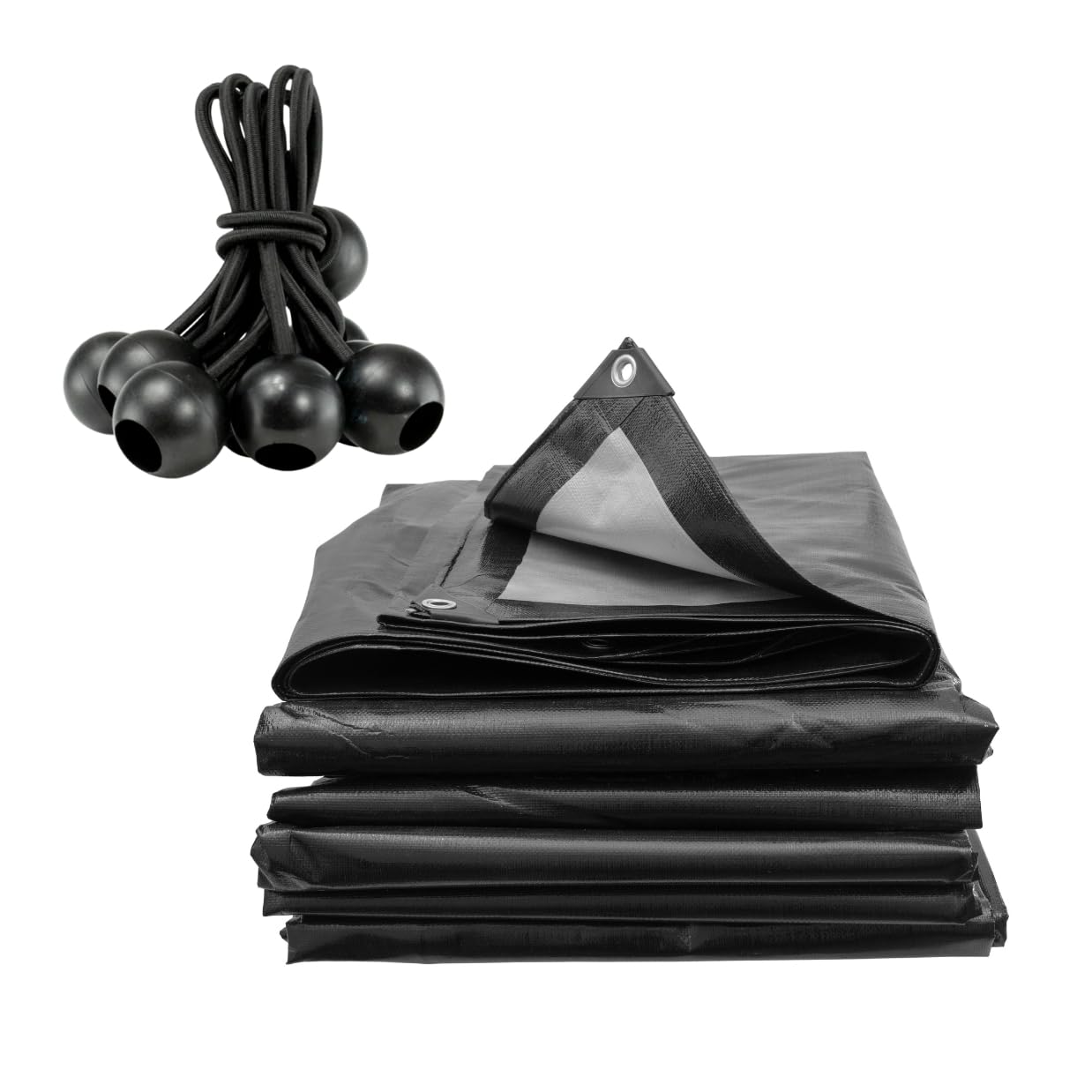 Tarpaulin Extra Heavy Duty Waterproof Cover Tarp Ground Sheet Mesh 250GSM + 6 Free Bungee (5m x 8m)
