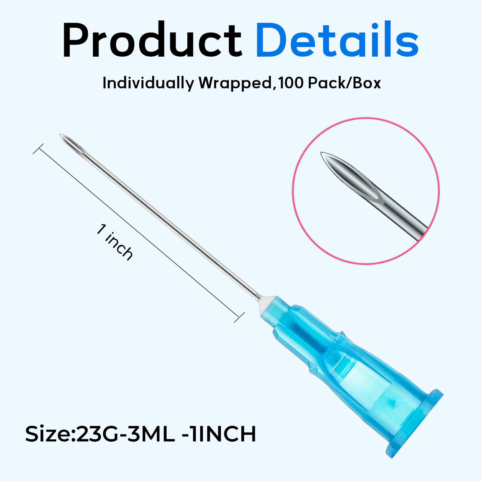 100 Pack Disposable 3ml/cc Lab Syringes with 23Ga 1 Inch Needle Luer Lock, Individually Sealed Packed. 100PACK — Amazon image 5