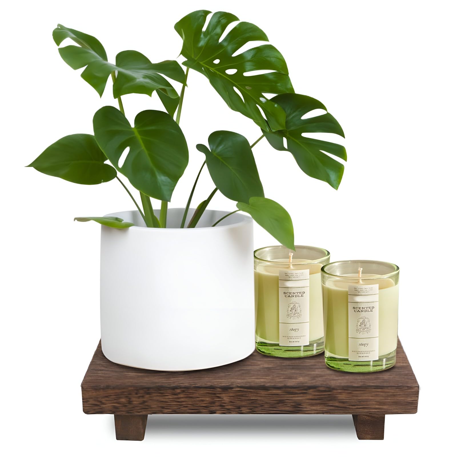 ElfBello Wood Riser for Display Decor, Wooden Pedestal Stand Soap Tray for Kitchen Counter Sink Bathroom Home Decor, Farmhouse Decorative Wood Stand Holder for Candles Plants Bottle Display, Brown