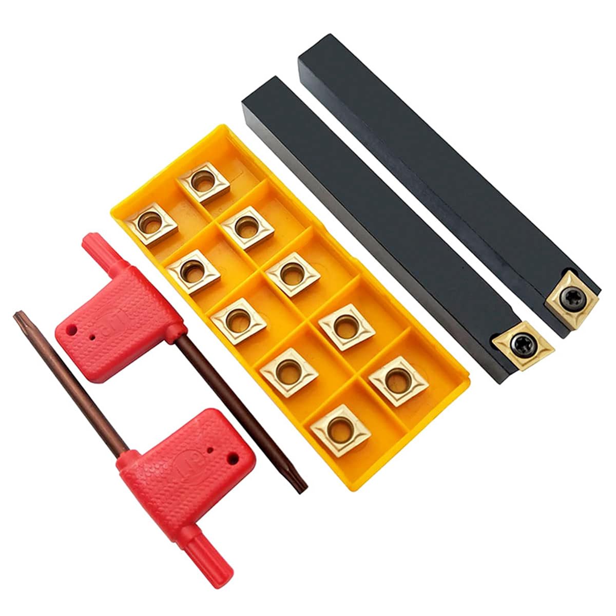 Maizoon Juego de herramientas de torneado de torno CNC de 1/5.1 cm 12 mm SCACR1212H09 SCACL1212H09 Barra de corte de torno de metal + 10 piezas CCMT09T304 cuchillas de inserción de aleación dura