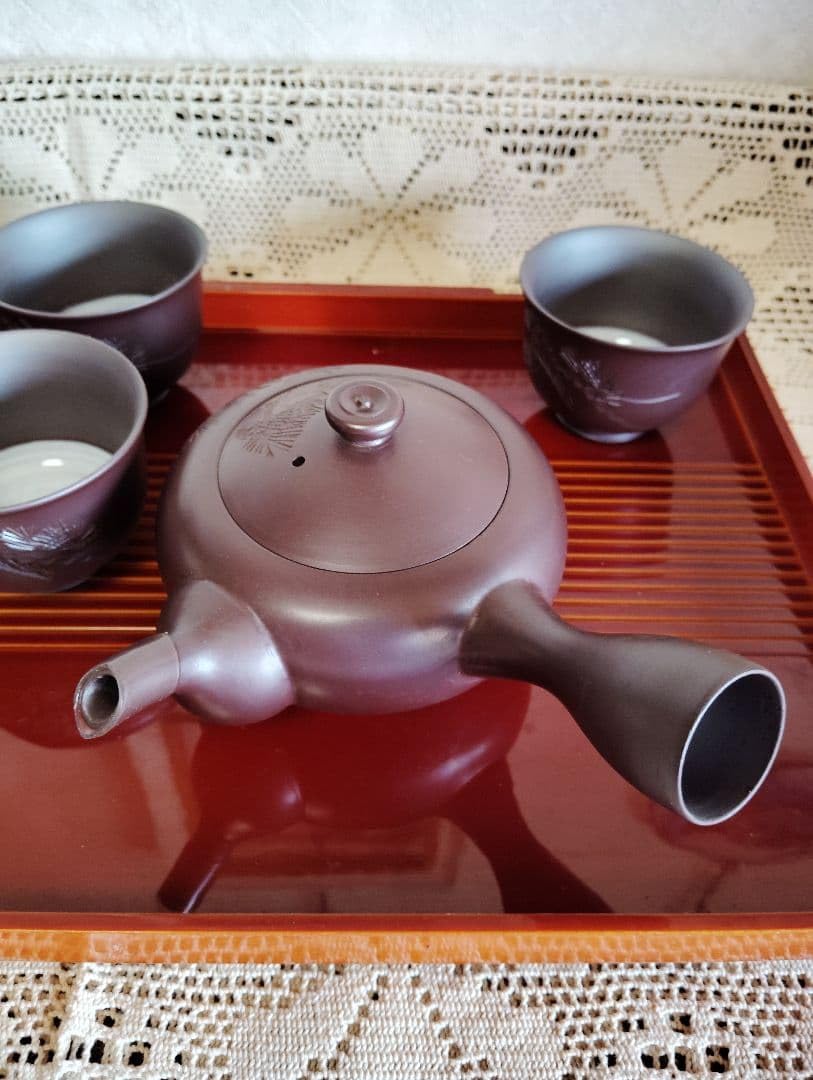 Amazon.co.jp: 萬古焼き 前茶セット 急須湯呑セット 出口勇山作 湯呑み