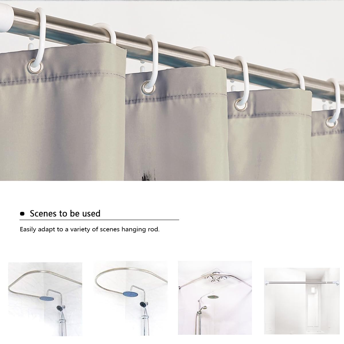 Rideau de douche imperméable salle de bain noir et blanc 240x180cm