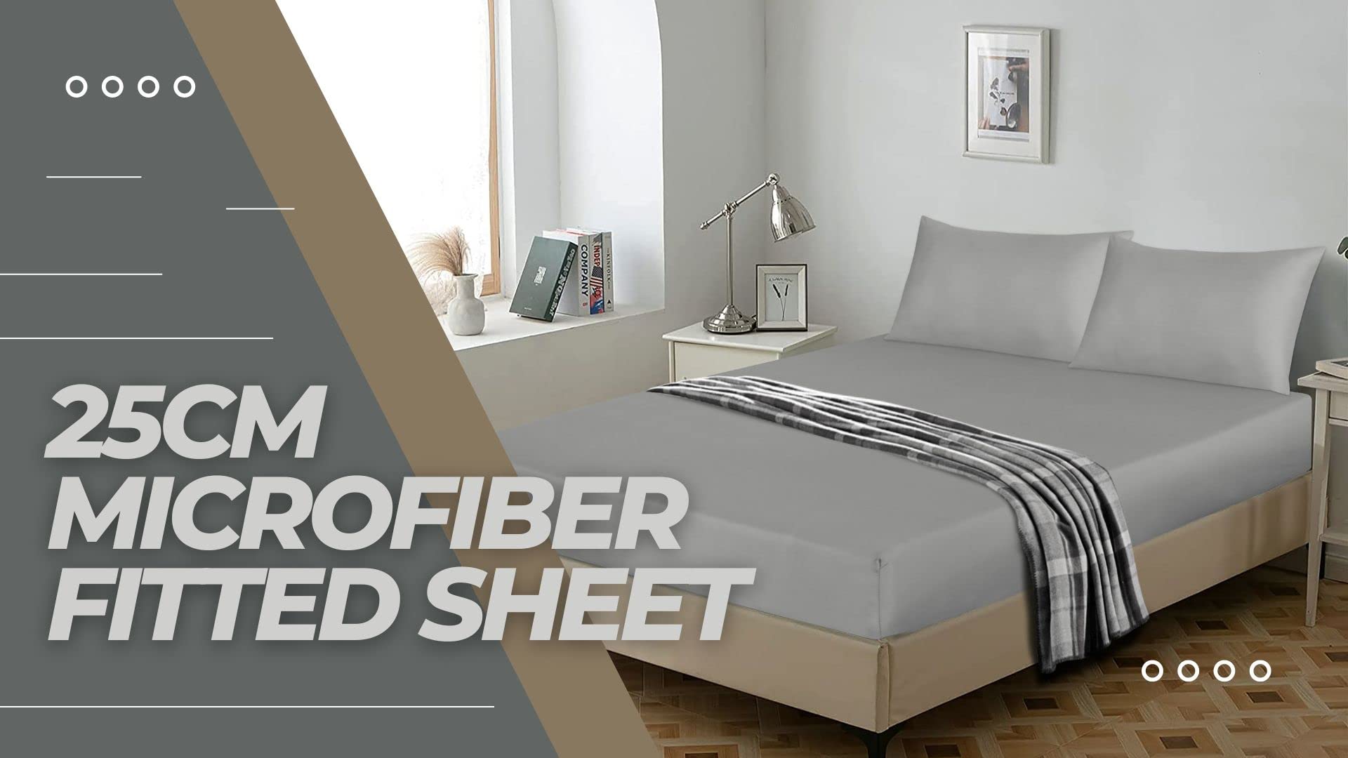 Light Grey Fitted Sheet Super King Size, 25cm Deep Pocket, Easy Care, Brushed Microfiber Bed Sheets - Image 3