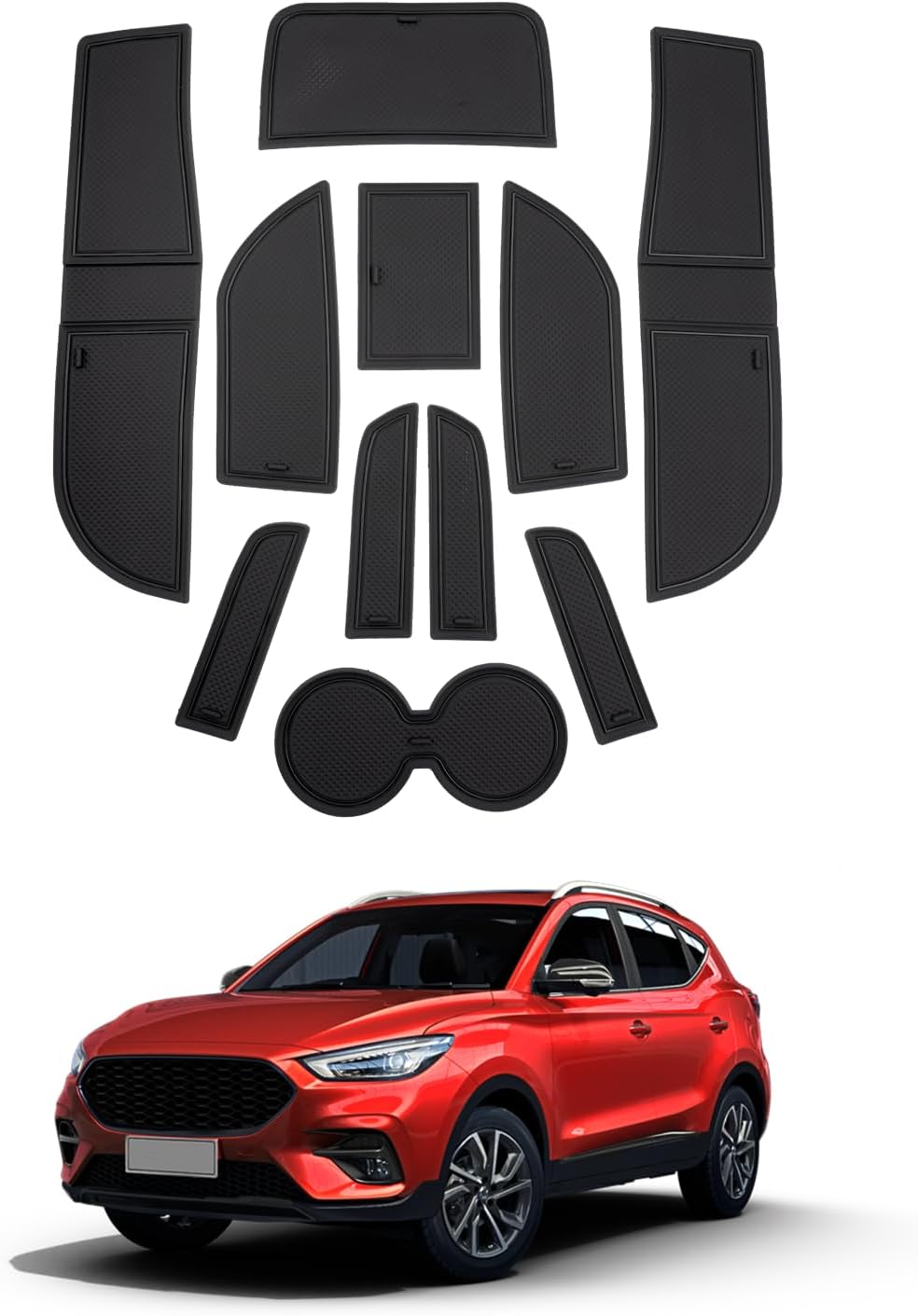 SHAOHAO Alfombrillas Compatibles con MG ZS 2021 2022 2023 2024 Antipolvo Antideslizante Portavasos Interior Alfombrillas de Goma, para Consola Central Accesorio Antideslizante MG ZS 2024 Negro