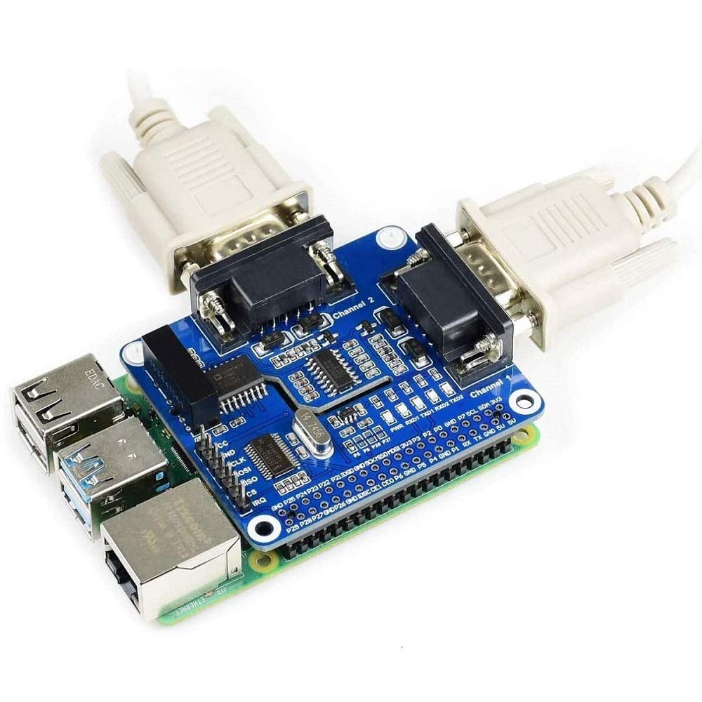 2-Channel Isolated RS232 Expansion HAT for Raspberry Pi 4B/3B+/3B/2B/Zero/Zero W, SC16IS752+SP3232 Solution, Converts SPI to RS232,With Multi Onboard Protection Circuits