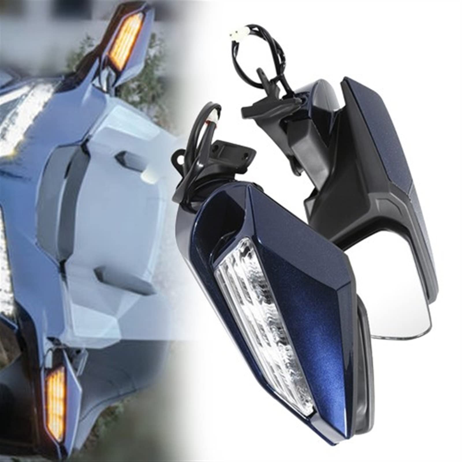 Rétroviseur Rétroviseur De Moto Lentille De Signal Lumineux LED pour Honda Goldwing GL1800 GL 1800 2018-2022 2019 2021 Blanc/Bleu/Noir Mat (Color : Blau)