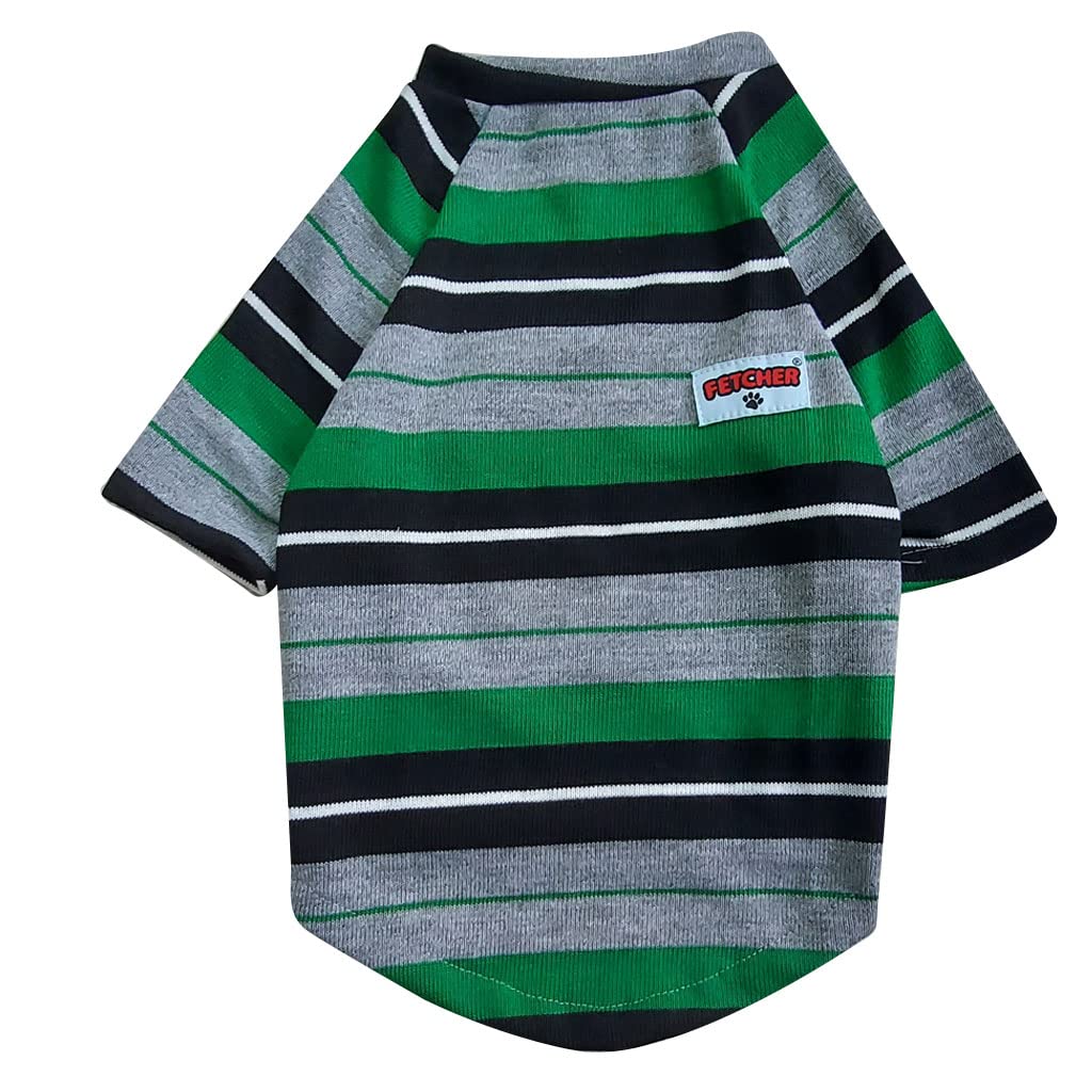 FETCHER Green Black Striped with Sleeves Premium Dog, Puppy, Kitten and Cat Warm T-Shirt | Sweater for Small Breeds (12" XS) (B09M9WFBDK) Amazon Price History, Amazon Price Tracker