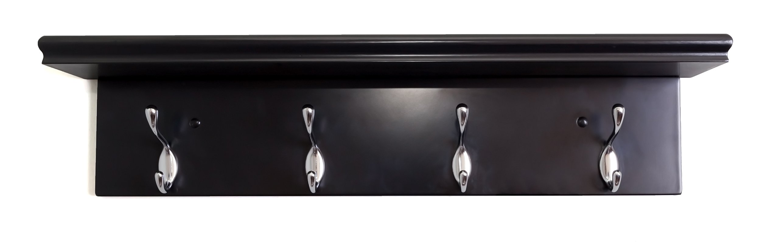 Kiera Grace Entryway Shelf with 4 Polished Metal Coat Hooks