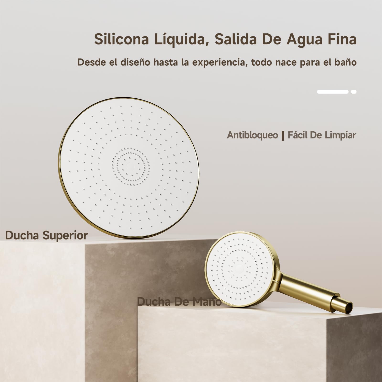 Columna ducha,Oro cepillado Columna de ducha termostática,Conjunto de columna de ducha 3 en 1 con cabezal de ducha de lluvia Grande de 260x260mm,Juego de ducha con cabezal de ducha de lluvia