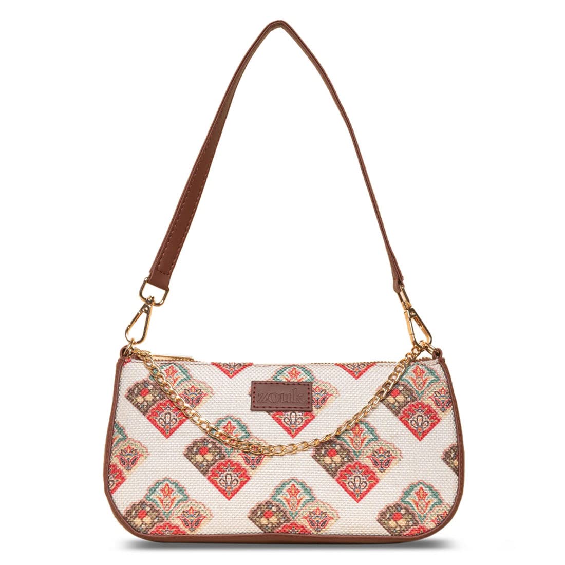 ZOUK Motif Printed Womens Handcrafted Vegan Leather White Casual Mini Shoulder Bag (B0BQMY4K1R) Amazon Price History, Amazon Price Tracker