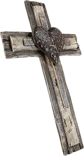 Miniatura 5 de Ebros Gift Placa decorativa de metal con forma de corazón de imitación de madera sintética en capas de 12 pulgadas de alto, diseño tribal del