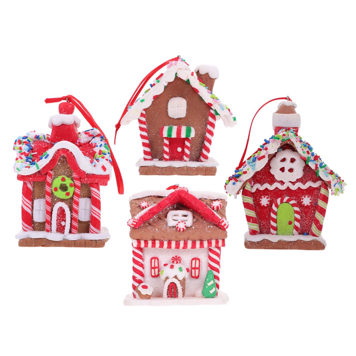 TOYANDONA Decorazioni Natalizie a Forma di Casetta di Pan di Natale da Appendere Set 4 Pezzi di Ornamenti Sospesi per Albero di Natale Decorazione Fai da Te per Feste e Regalo per