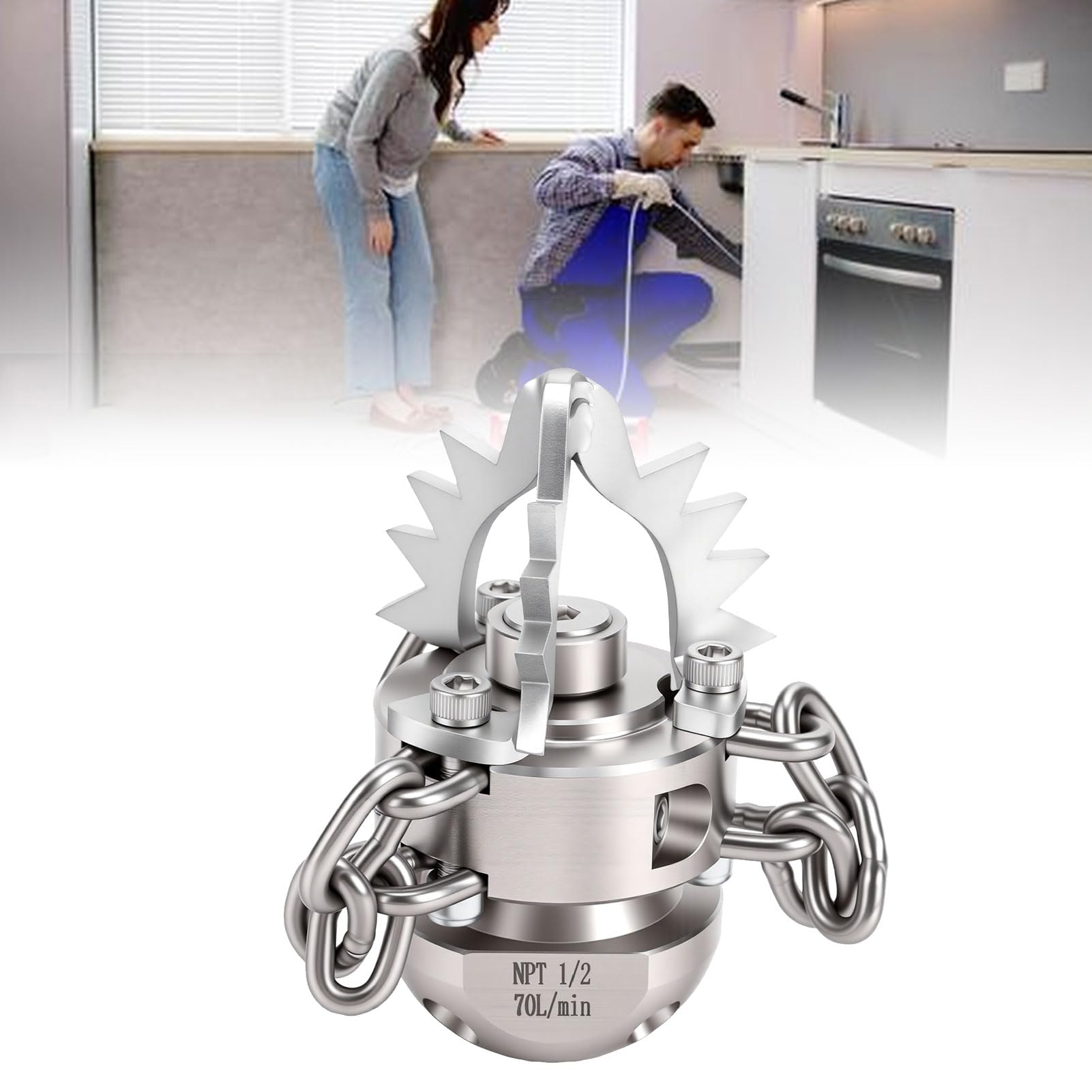 FTVOGUE Buse de Nettoyage Rotative 360°, Filetage NPT 1/2 Pouce