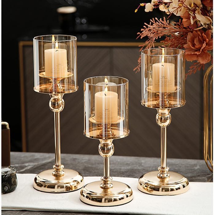 European Candle Candelabra Modern Metal Candelabra Stand Elegant Candle Holder for Wedding Dinner Centerpiece(A-3PCS)
