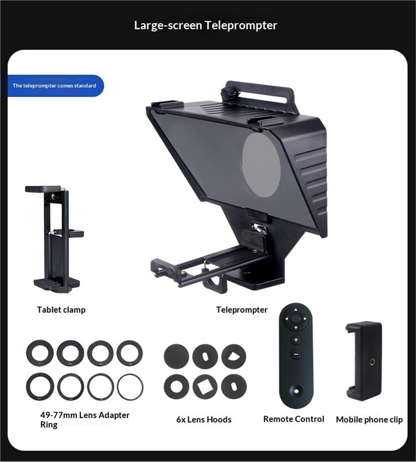Teleprompter, Teleprompter Für Tablet-Smartphone-Kamera, Tragbares Kit Mit Fernbedienung Und Adapterringen Für Ultraweitwinkelobjektiv,für Live-Streaming