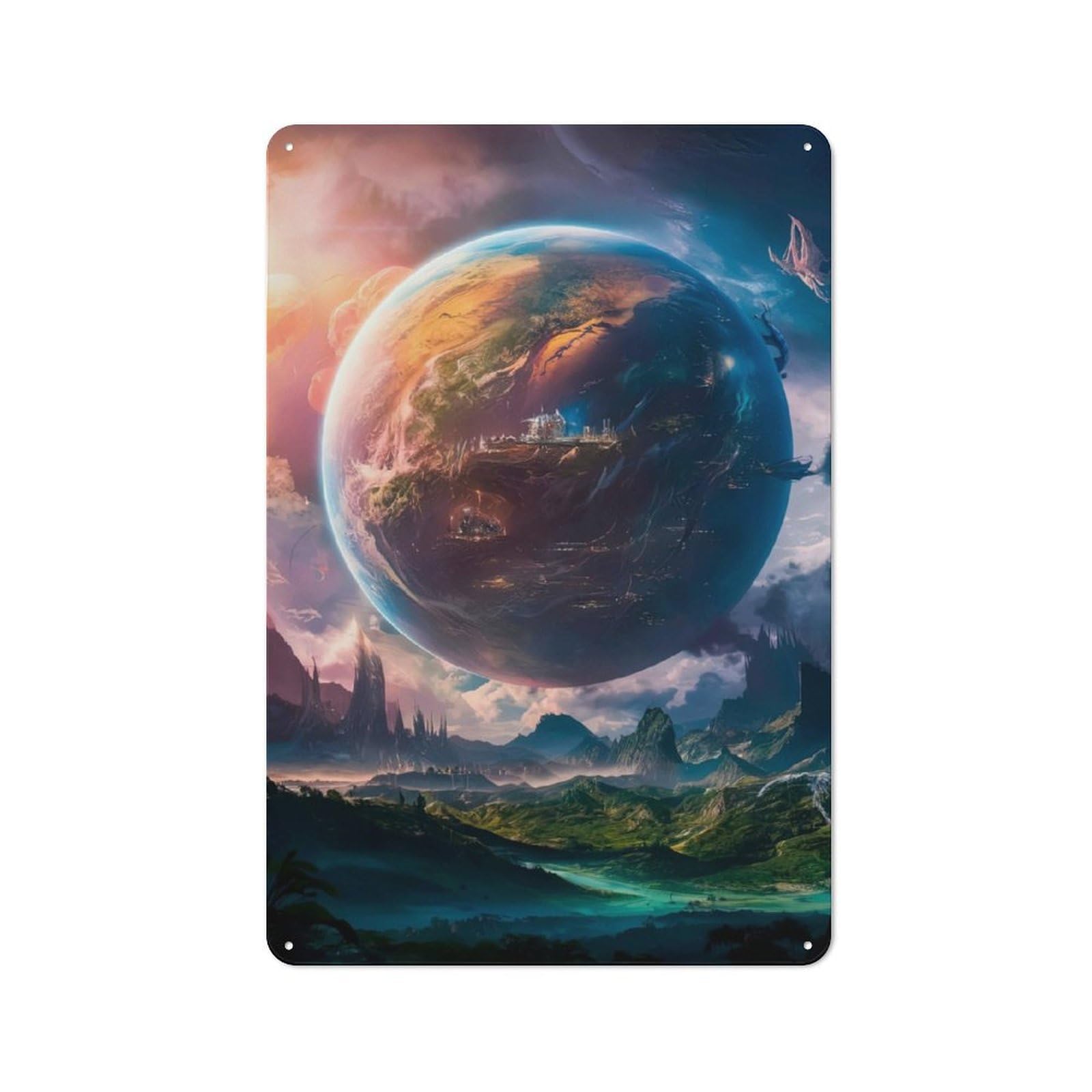 Modern Retro Enchanted Exoplanet Metal Wall Art Sign 30x20cm, Studio Wall Art for Modern Home, Workshop, Office Or Cafe