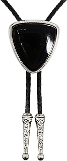 Vintage Western Cowboy Black Stone Bolo Tie For Men