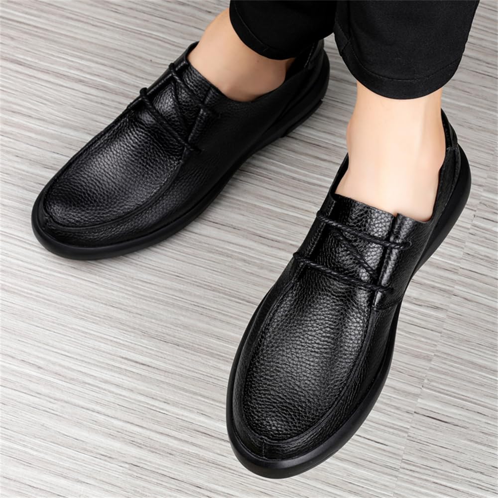 Zapatos de vestir para hombre, mocasines de piel auténtica, cómodos, informales, de negocios, zapatos planos, Black, 40 2/3 EU