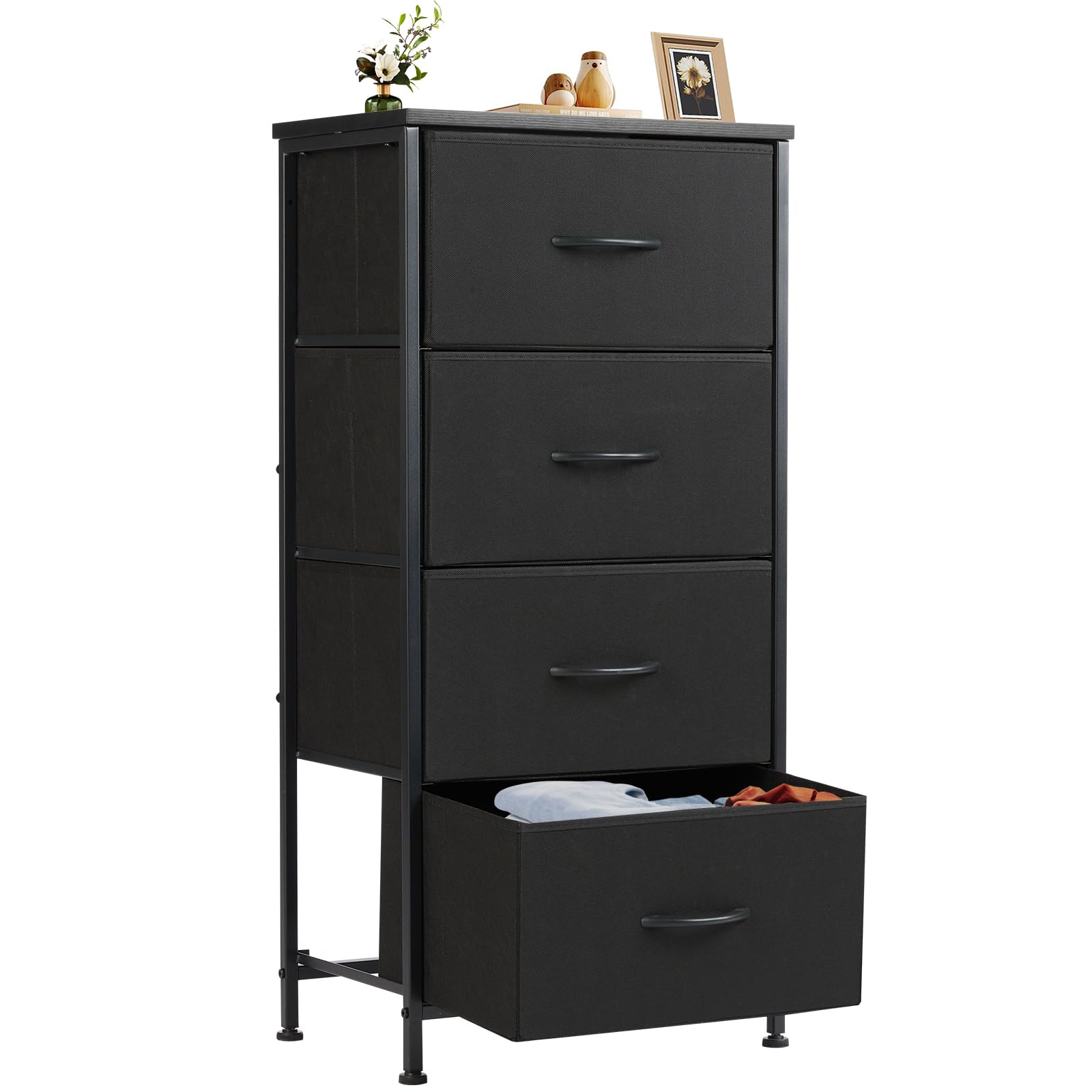 NEWBULIG Dresser for Bedroom with 4 Drawers Storage Tower Organizer Unit with Fabric Bins for