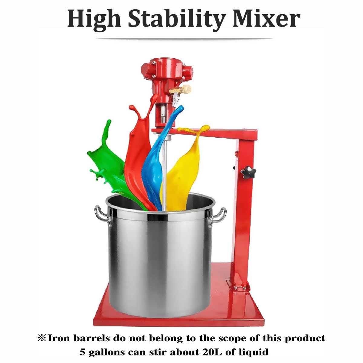 Mezclador neumático de 5 galones/20 l, agitador de pintura de elevación automática, agitador mezclador de pintura neumático, agitador de recubrimiento líquido 2600 r/min, para mezcla de hidrosol de