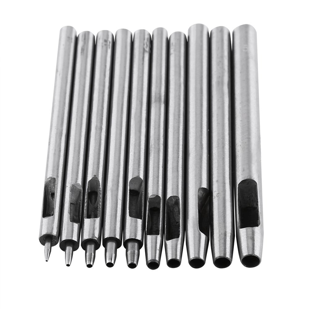 0,5-5mm Perforador de Cuero Herramientas Artesanales, 10 Uds Perforador de Metal Perforador de Cuero Kit de Agujeros Cinturón Hueco Herramienta Artesanal