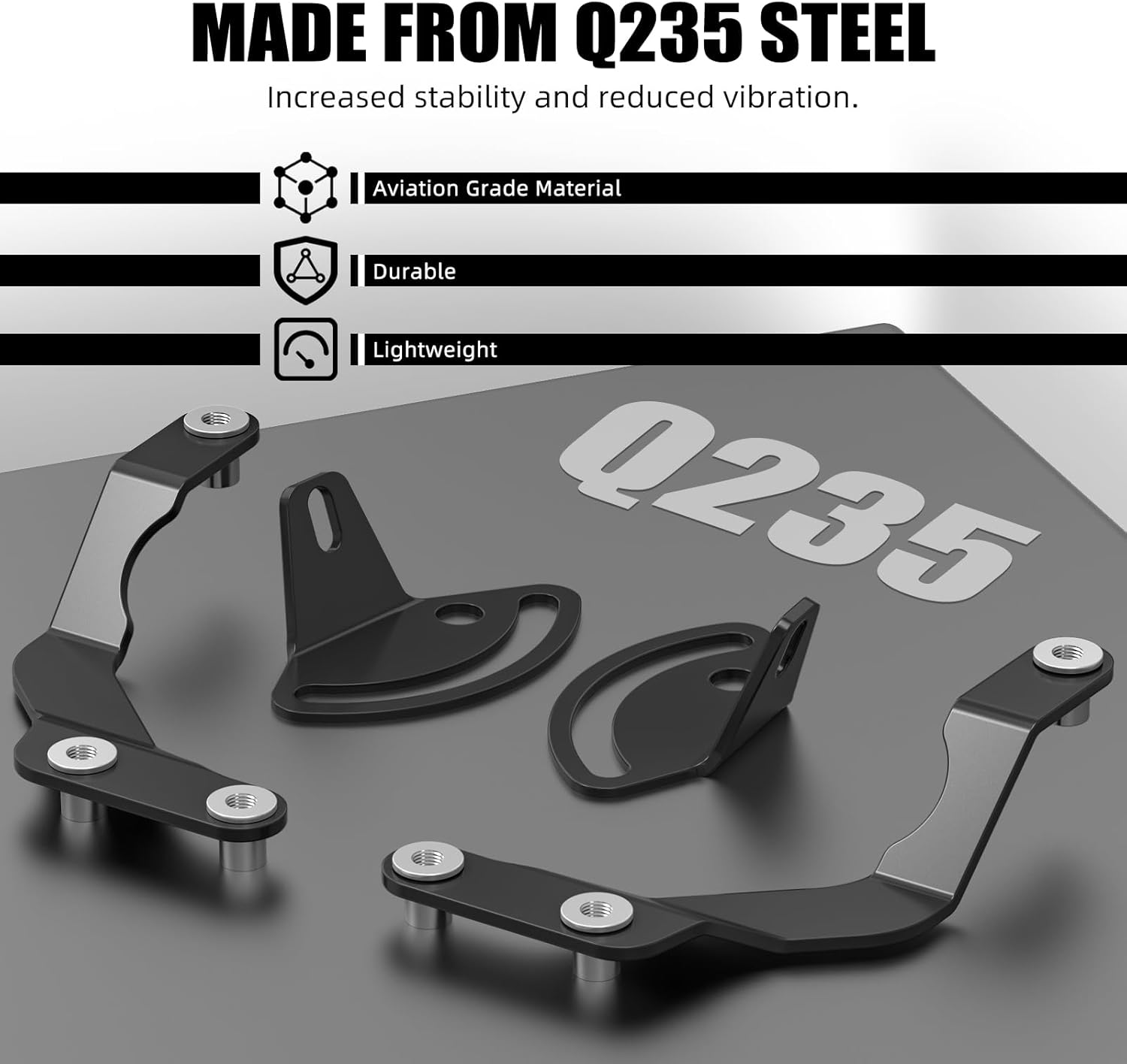 NICECNC Windscreen Stabilizer Kit Compatible with BMW R1200GS 2013-2019, R1200GS Adventure 2014-2019, R1250GS 2018-2022, R1250GS Adventure 2018-2024, Q235 Steel, Black Powder-Coated