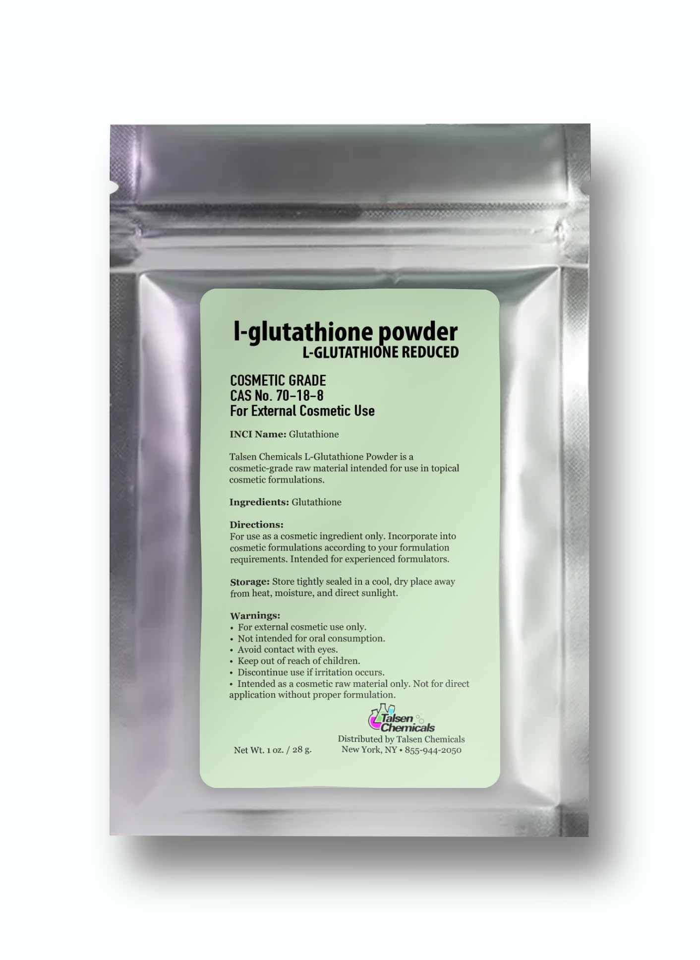 Talsen Chemicals Reduced L-Glutathione Powder DIY Cosmetic Grade Pure Glutathione Organic Powder for Skin, (1 Ounce / 28 gram) : Everything Else