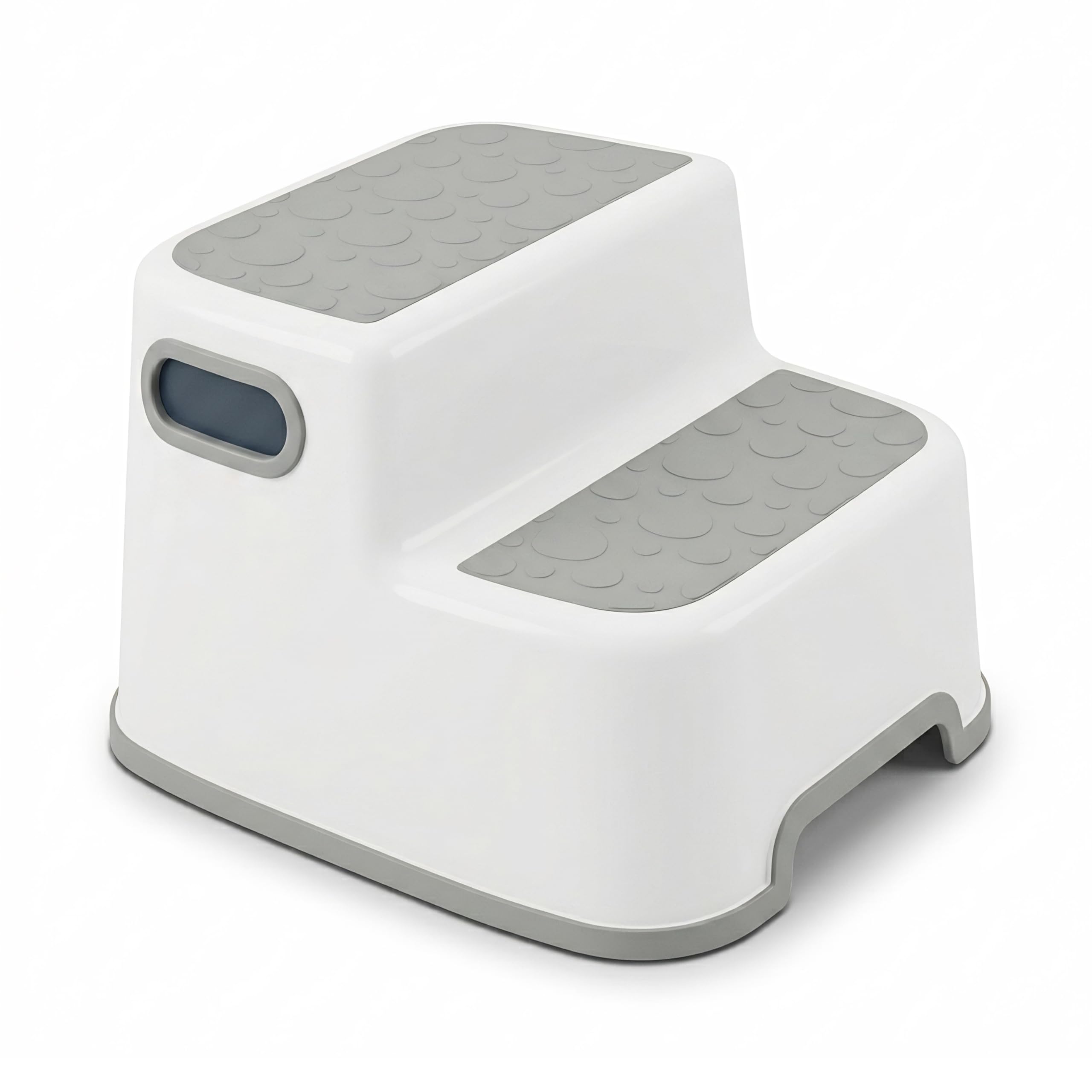 DIVCHI Double Step Stool for Kids Non-Slip Toddler Steps 2-Up Bathroom Stools with Carry Handles For Potty Training Bathroom & Kitchen Use (Grey)