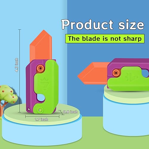 Miniatura 2 de Juego de 4 cuchillos de zanahoria con diseño de cuchillo de zanahoria, con impresión 3D, cuchillo sensorial de rábano, juguetes para aliviar la