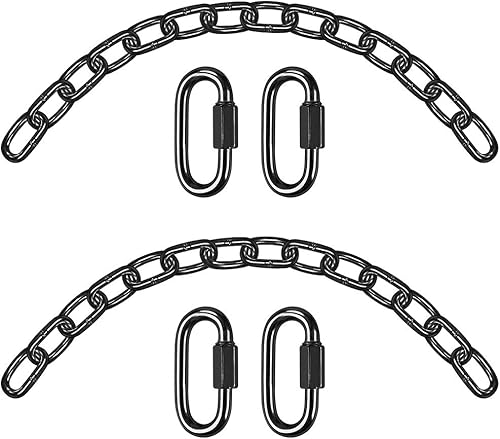 BeneLabel 2 cadenas colgantes negras resistentes con 4 mosquetones, kits de colgar hamaca, accesorios para sillas para interiores y exteriores,