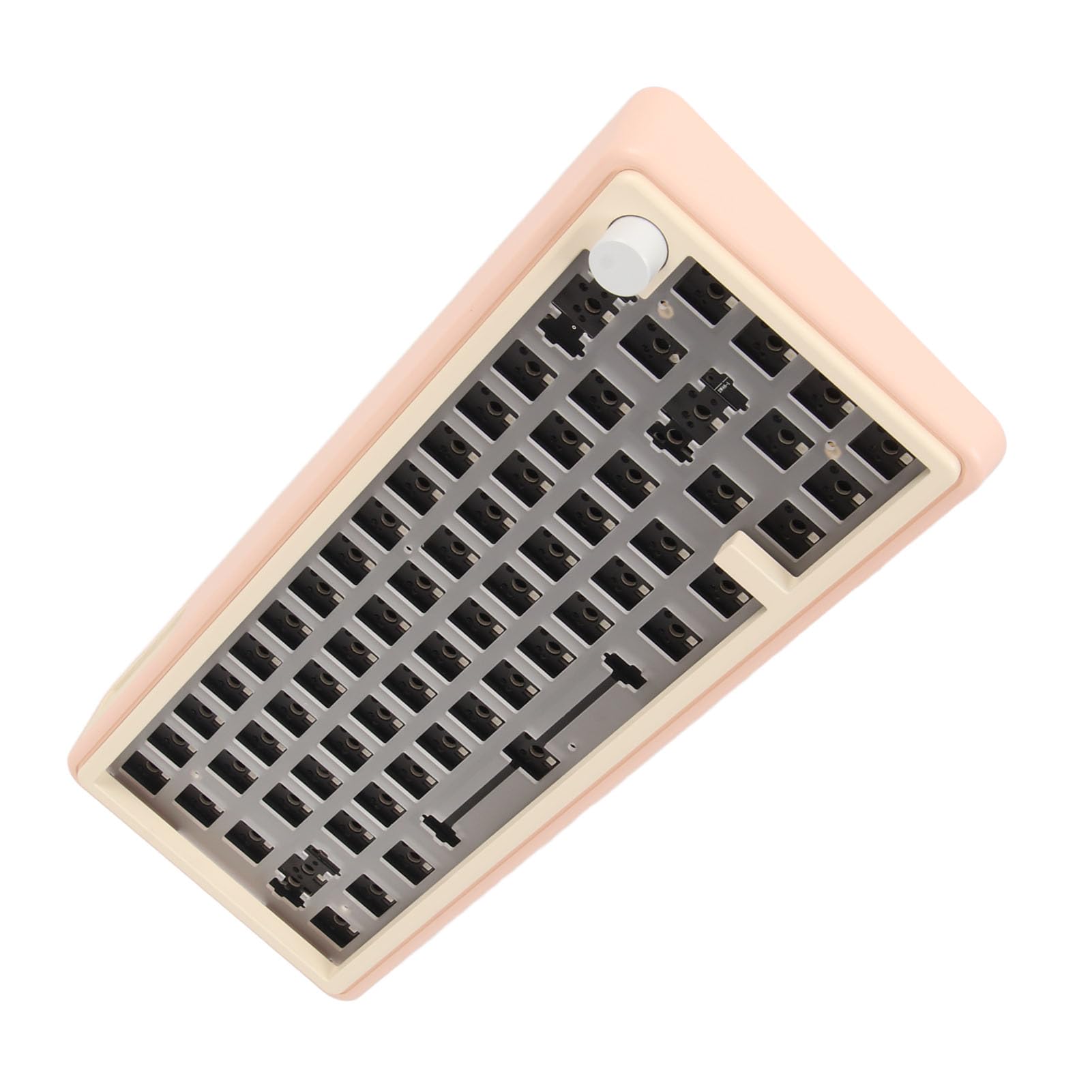 Kit de Teclado DIY Mecanizado CNC, Teclado Barebone de Intercambio en Caliente, Inalámbrico de Alta Dureza, 2,4G, Tipo C, con Cable, Bricolaje para Oficina (Pink)