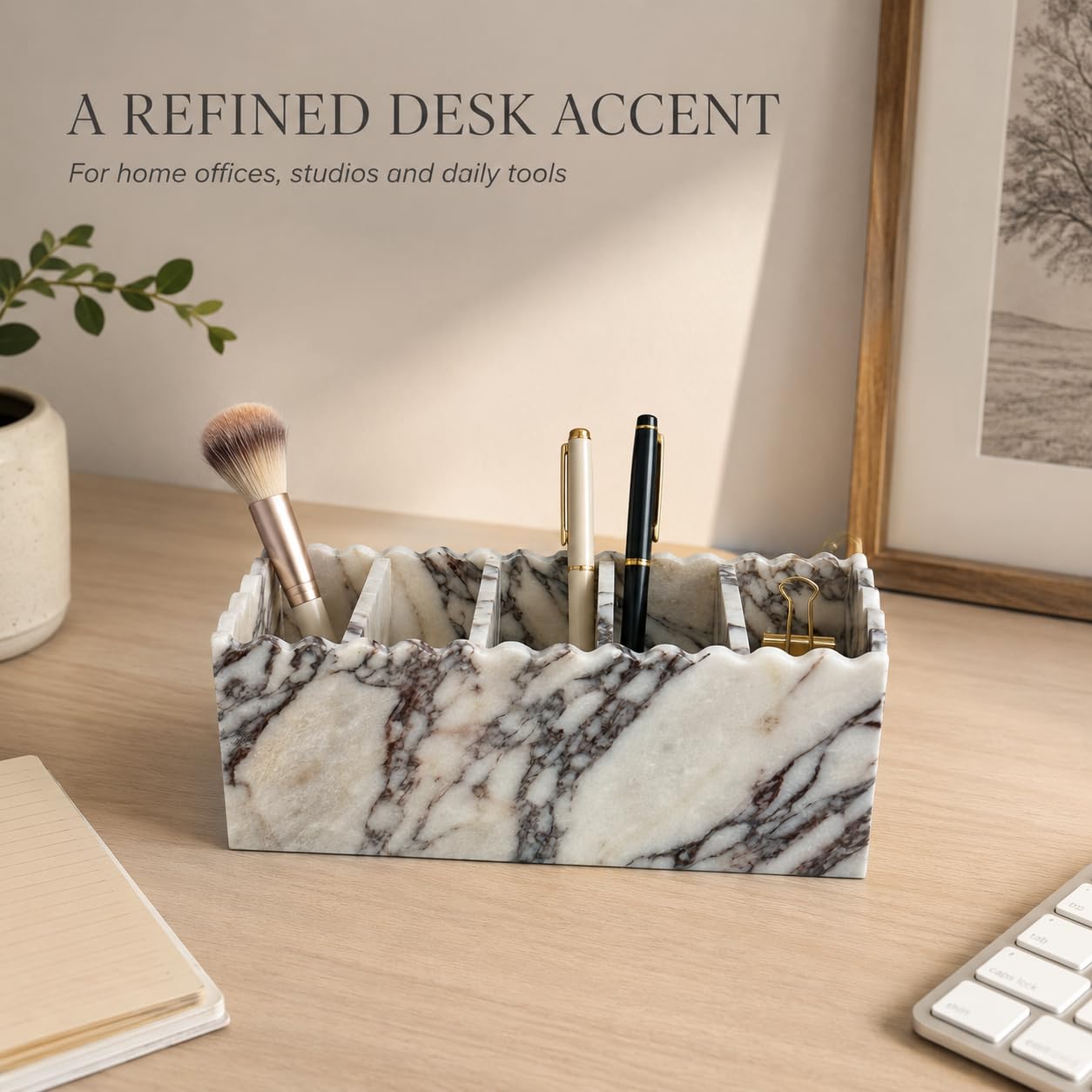 Porte-stylo marbre, boîte de rangement ondulée à 5