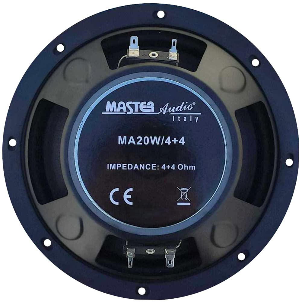 1 MASTER AUDIO MA20W/4+4 subwoofer 20 cm 200 mm 8" 150 wat rms 300 wat max podwójna cewka 4 + 4 ohm podwójna cewka drgająca gumowe zawieszenie, 1 sztuka