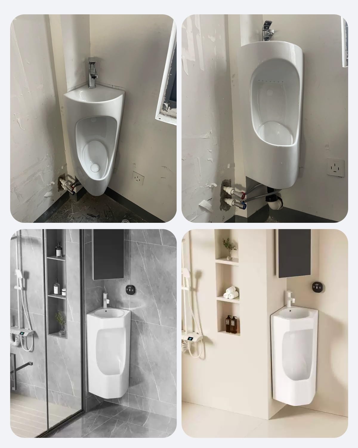 Urinoir Homme Urinoirs D'angle pour Hommes, Urinoir Mural avec Robinet Rétractable, Déflecteur Anti-éclaboussures Mural pour WC, WC de Camping-car