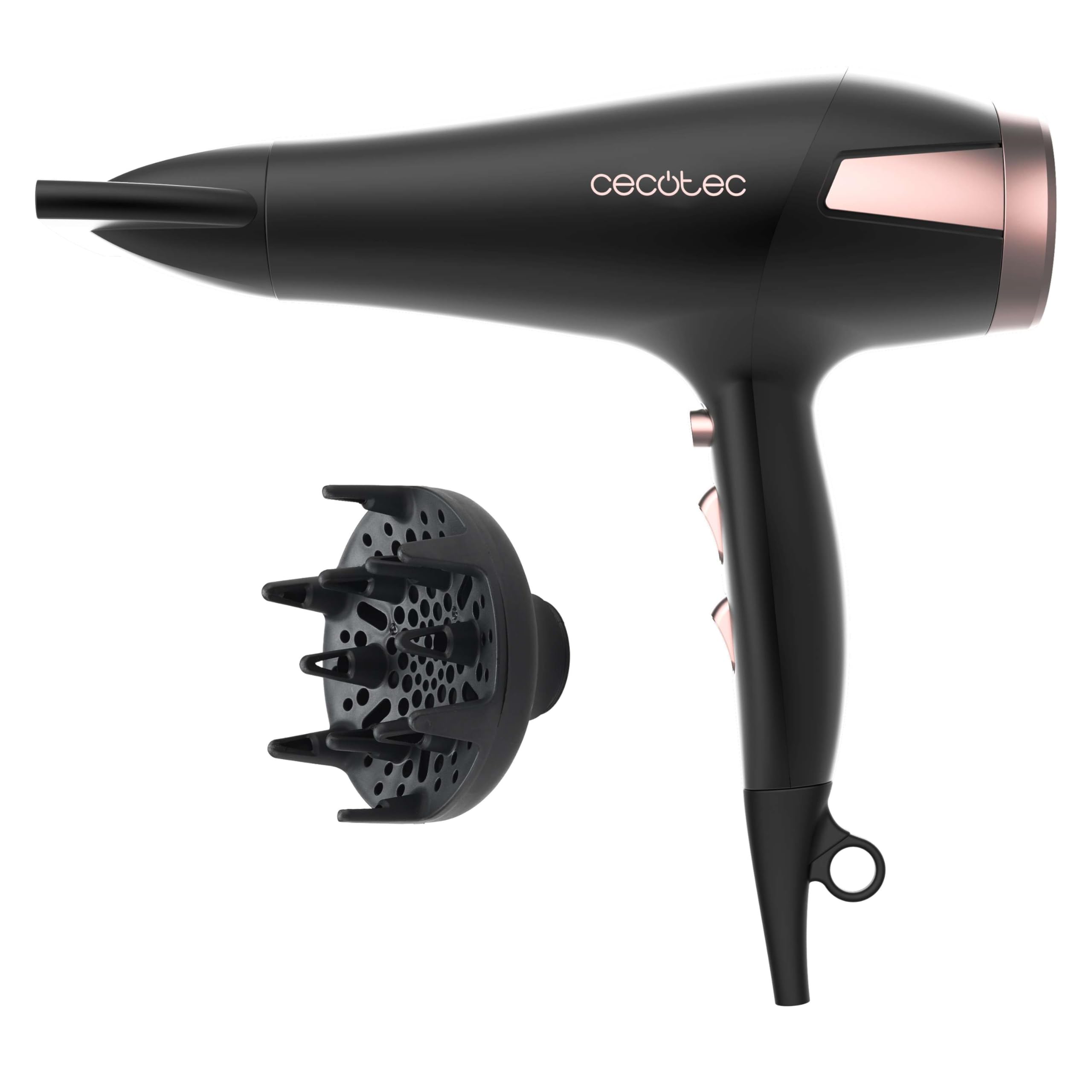 Cecotec Secador de Pelo Bamba IoniCare Elegance. 2400W con Motor AC, Tecnología de Iones y Gran caudal de Aire, 2 Velocidades y 3 Temperaturas, Incluye Boquilla Concentradora y Difusor