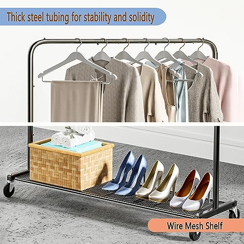 image for Simple Trending Clothing Garment Rack, 44 Inch Rolling Clothes Organiz
