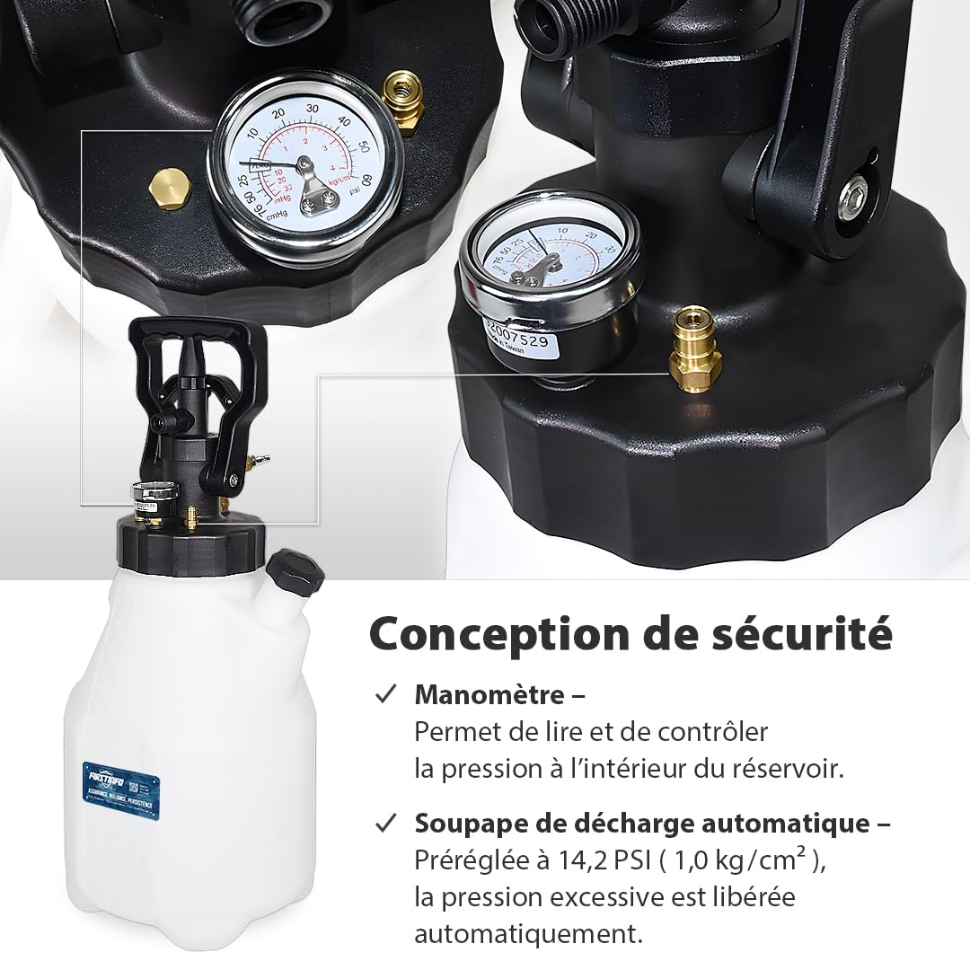 FIRSTINFO Pompe de Remplissage d'Huile de Transmission ATF 12,5 L, Kit Pneumatique et Manuel avec 21 Adaptateurs pour Boîtes Automatiques A1139HNEU