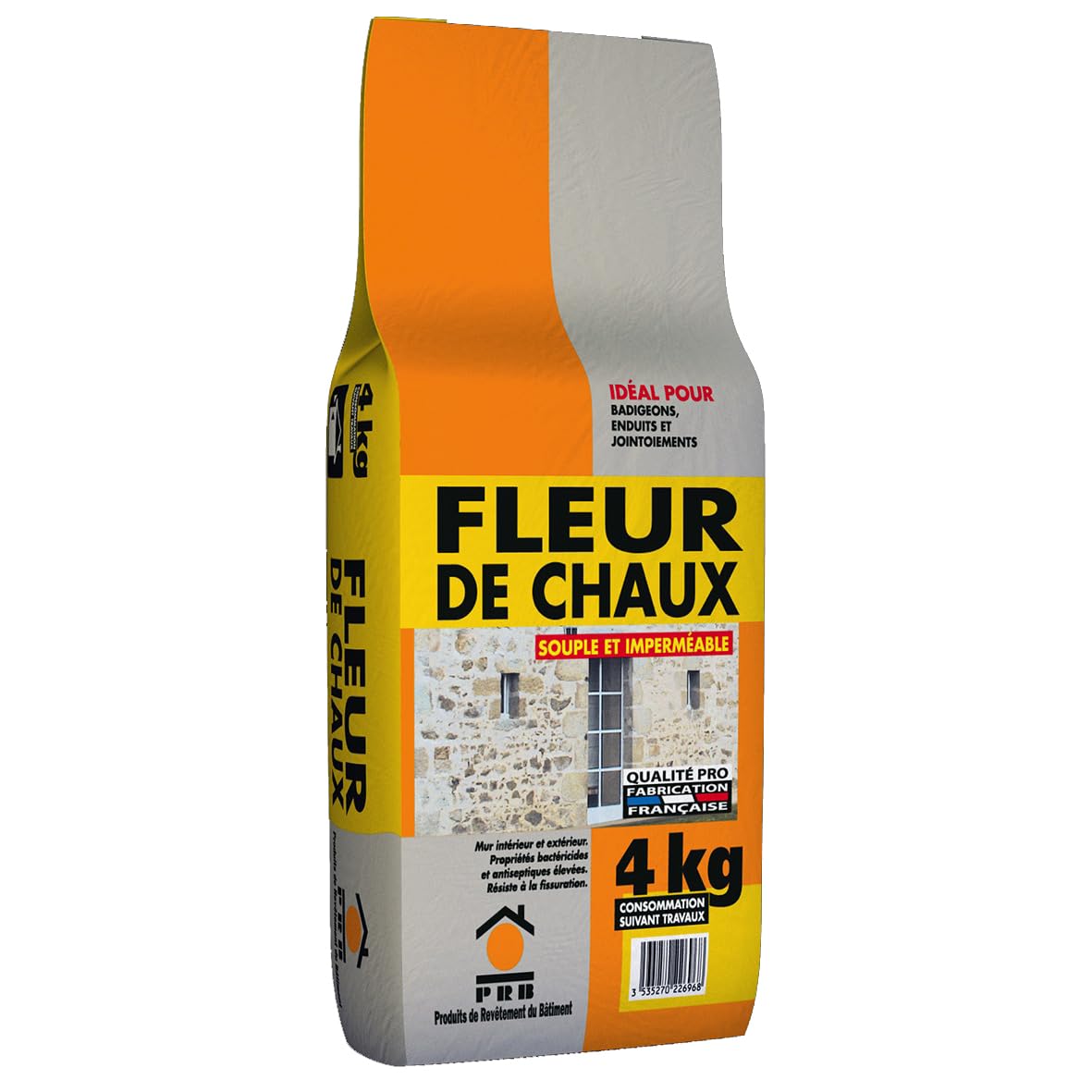 Fleur de Chaux 4kg - Chaux Naturelle pour Enduits, Peintures Minérales et Travaux de Maçonnerie - Finition Lisse, Blanche et Respirante - Intérieur et Extérieur, Haute Qualité