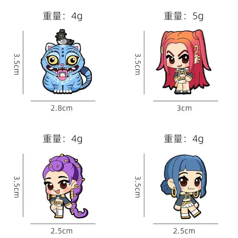 4PCS Dark Fantasy Demon Movie Hunters Themed Brooch Demon Hunters 3.5CM×2.8CM Butterfly Clasp Fastening Personalized Character-Inspired Accessory - 3