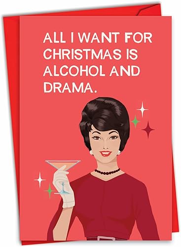 NobleWorks - Divertida tarjeta de Navidad para adultos para mujeres - Humor de Happy Holiday Bluntcard, tarjeta de felicitación con sobre - Alcohol