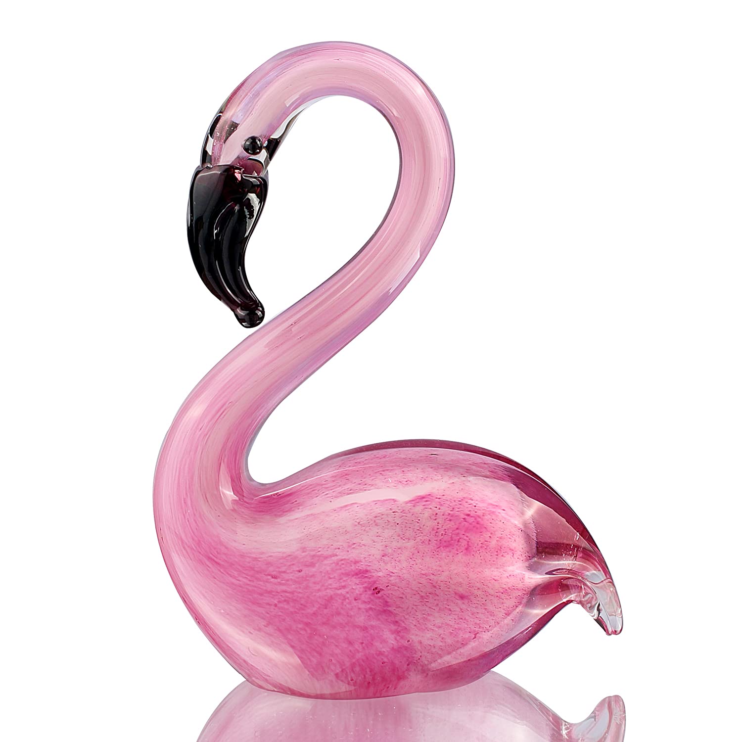 Bonakula Pink Glass Flamingo Blown Paperweight Table Decor Figurine Ornament (Pink)