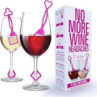 PureWine Pink Wand Technology Histamine and Sulfite Filter, Purifier Reduces Wine Allergies, Stir Stick Aerates Wine - Pack of 8