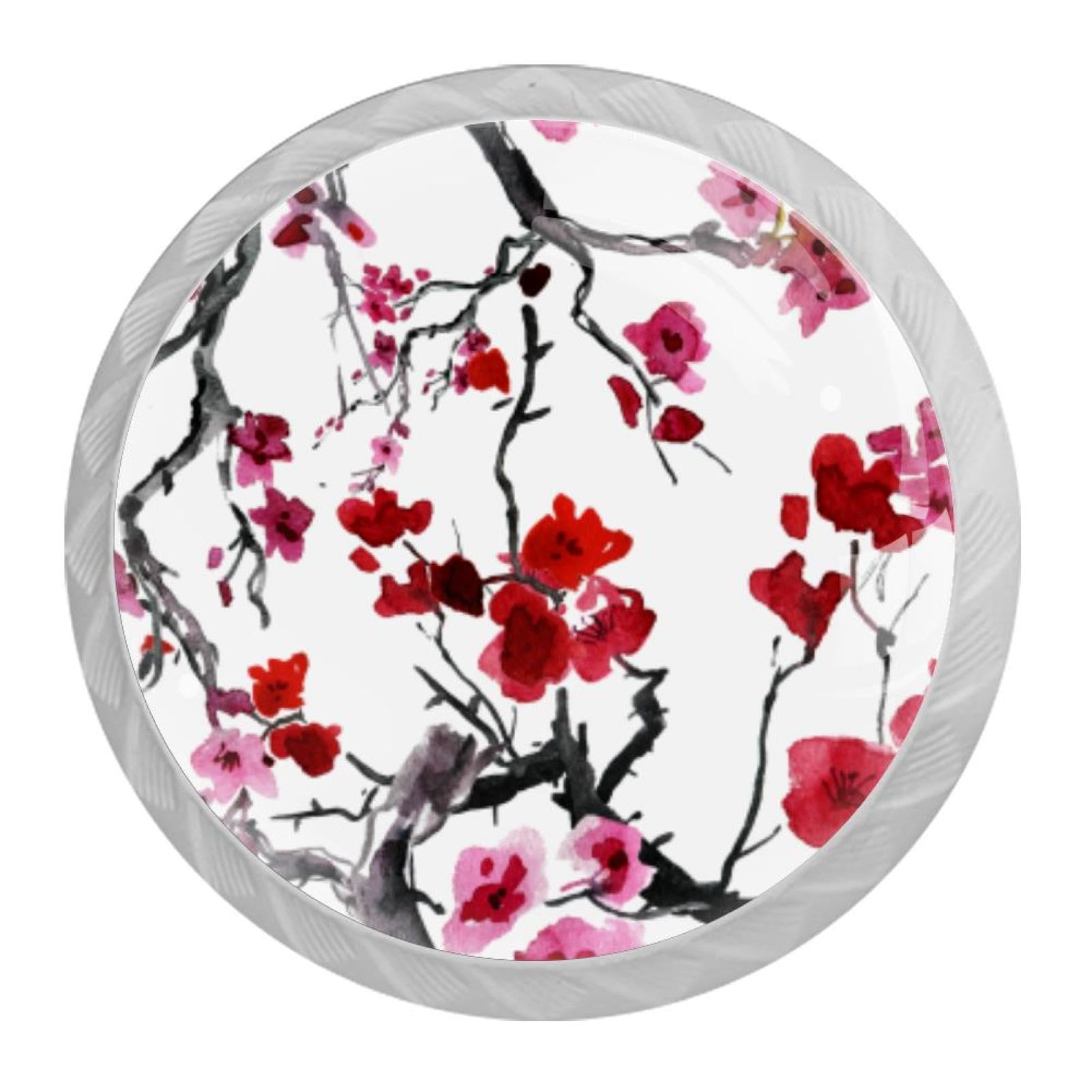 Tqmspg 4 Pieces Drawer Pulls Blossom Flowers Door Knobs Dresser Handles for Kitchen Wardrobe Cupboard Hardware Furniture