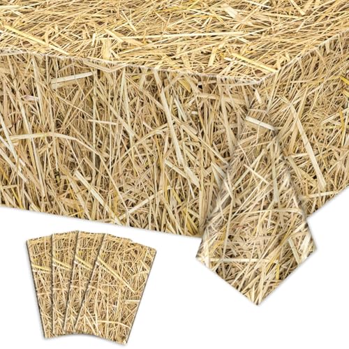 Lot De 4 Nappes Rectangulaires En Paille Imperméables Pour Décoration De Fête À La Ferme, Décorations De Fête À Thème Cowboy Occidental, 130 X 220 Cm