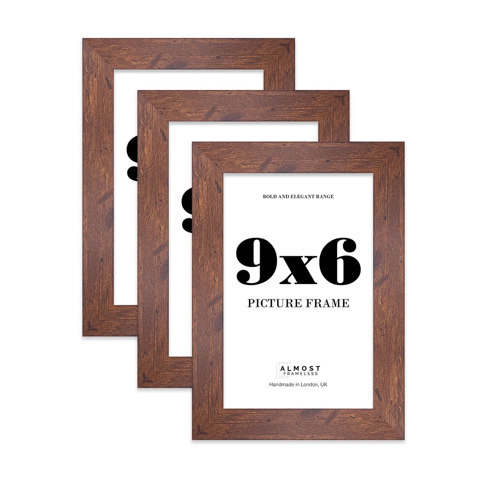 9x6 Photo Frame, Display 9x6 Pictures (22.9 x 15.2cm) Picture Frame for wall Display - Rustic Wood - 3 Pack — image 1
