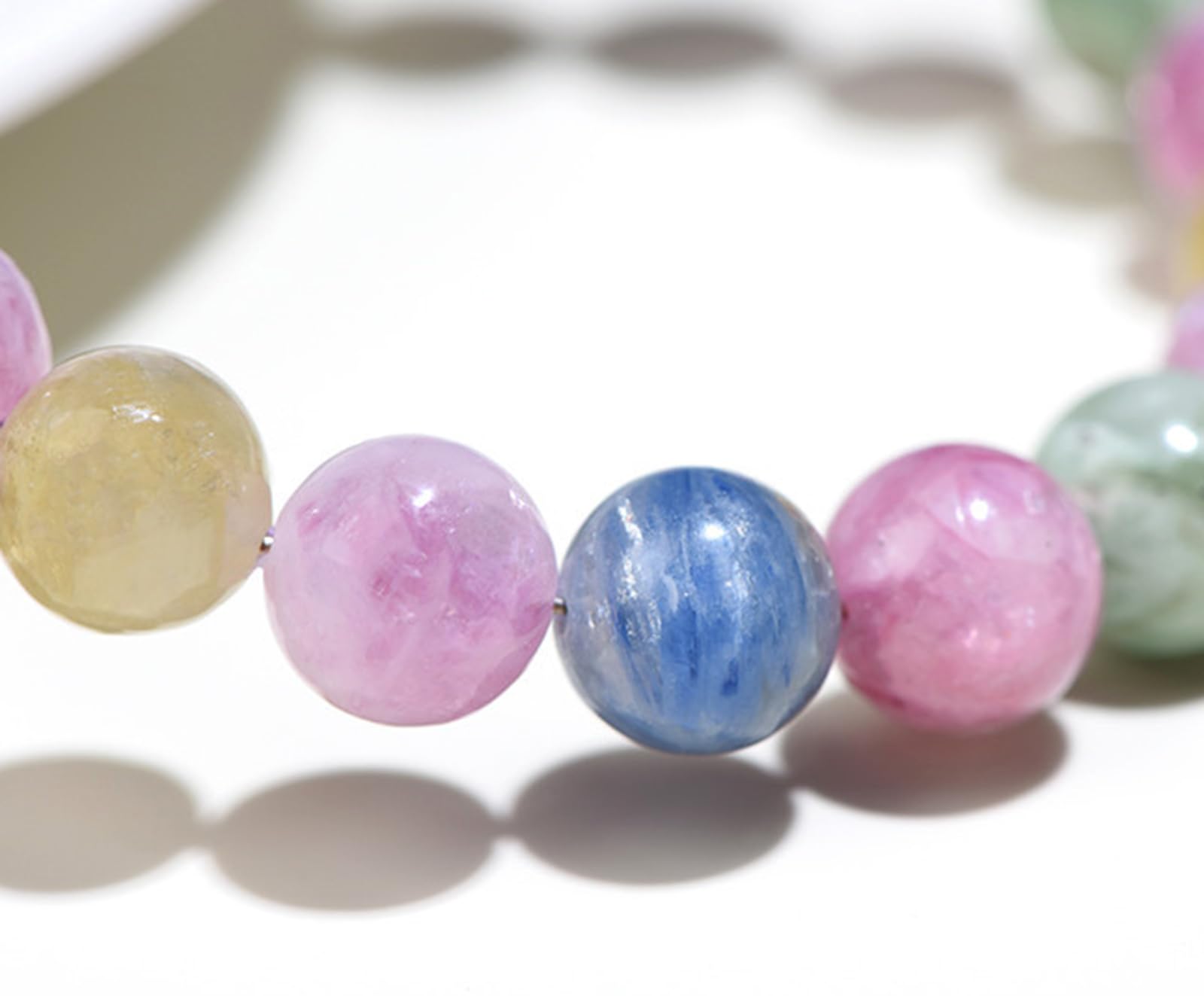 Braccialetto di Cristallo Naturale Color Caramella, Braccialetti di Cristallo con Perline Rotonde Multicolori, Gioielli Fatti a Mano con Braccialetti di Pietre preziose per Donne,12~12.8mm